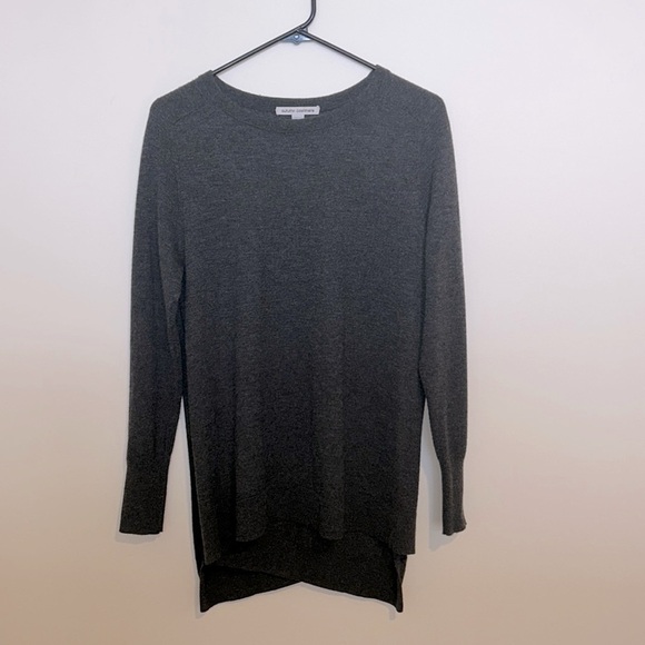 Autumn Cashmere Sweaters - Autumn Cashmere Dark Gray 100% Cashmere Crew Sweater Cross Back